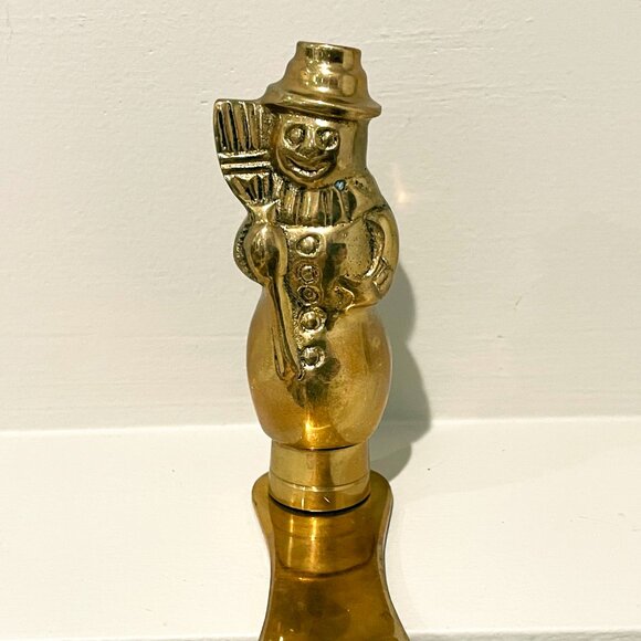 Vintage Brass Snowman Stocking Hanger Hook - Picture 2 of 4